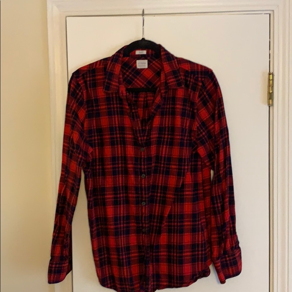 J Crew Factory navy and red button down